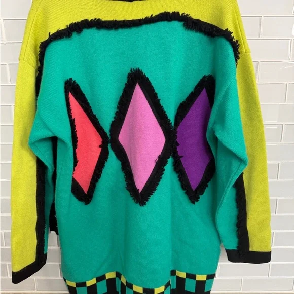 Vintage Women’s 80s Escada Margaretha Ley Colorblock Sweater Geometric 100% WOOL - Picture 5 of 9
